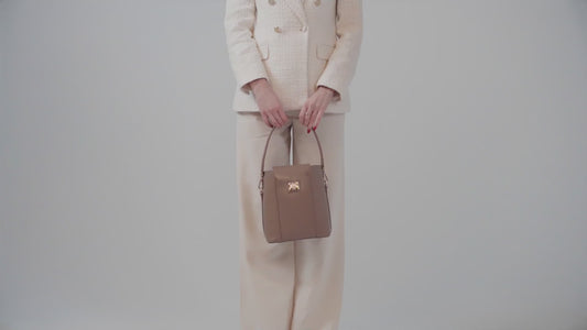 SAMANTHA 2:1 Large Black Tote / Mini Sandstone Bucket